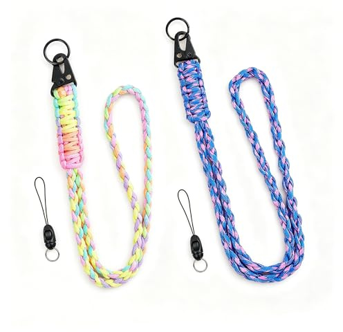Maslasee Paracord-Schlüsselanhänger, 2 Stück, Geflochten mit Metallring