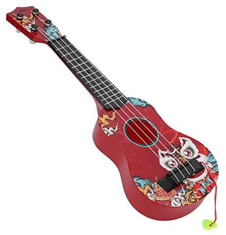 Fawfose Kleinkind-Ukulele, ABS-Kunststoff-Kindergitarre, 4-saitiges Mini-Musikinstrument für Kinder ab 3 Jahren (Rot)