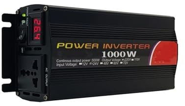 Inversor Corriente Inversor Potencia 12V CC 24V 1000W 2000W 2600W 220V para Onda Sinusoidal Pura 110V Inversores Solares para Convertidor Pantalla Transformador(24V,220V(50Hz) Uni,1000W)