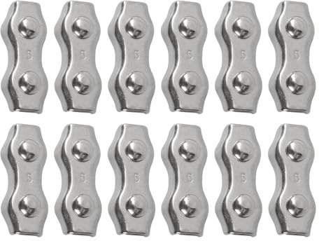 Lecreatekit 12Pcs M5 Rope Connectors, Galvanized Steel Wire Connectors for Electric Fences, Easy Install for 5mm Wires in Agricultural Residential Use