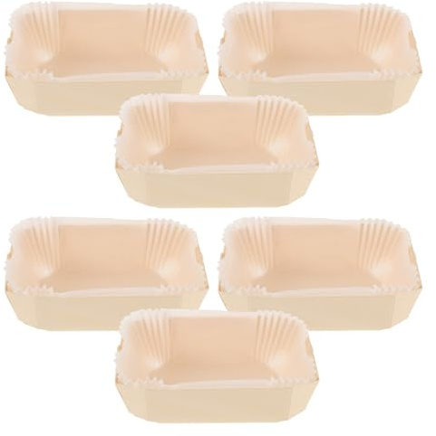 Ciieeo Juego de Moldes de Papel para Pan con Diseño Práctico y Buena Resistencia, Molde Rectangular para Hornear en Cafetería o Pastelería, Material Madera y Papel