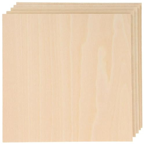 Zerodeko 5 Pezzi Pannelli in Legno di Tiglio 3mm, Compensato Multistrato, Beige, Facili da Intagliare, Bordi Quasi senza Bave, per Piccoli Lavori Artigianali e Decorazioni DIY