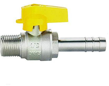 rubinetto valvola gas 1/2'' m portagomma tubo 13 x 19,5 bianco GPL metano diritto en 331 GAS