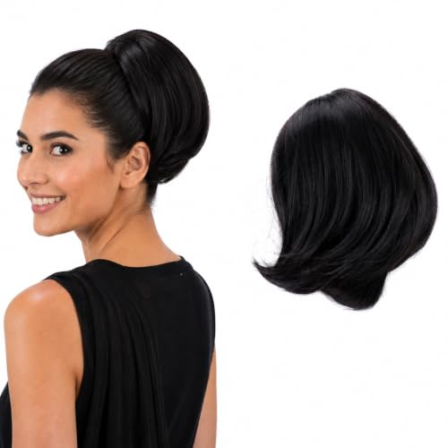 CAISHA Haarteil Dutt Zopf Bun Butterflyclip Haarknoten Schwarzbraun H402