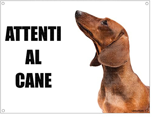BASSOTTO attenti al cane mod 3 TARGA cartello IN METALLO (15X20)