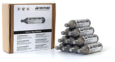 Cartouches de CO2 de Rechange Restube pour Bouée de Sauvetage Gonflable |Lot de 10 Capsules à Air Comprimé de 16g Étanches pour Aide à la Flottaison
