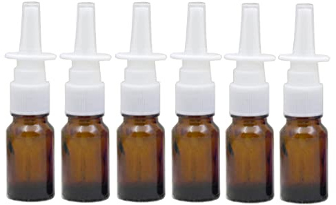 6 botellas de vidrio de spray nasal, recargables, 10 ml