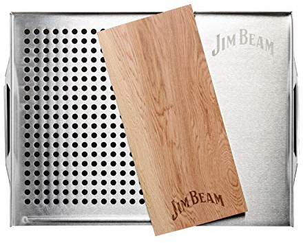 Jimbeam Jim Beam Edelstahl Grillauflage mit Zedernholz-Platte JB0162