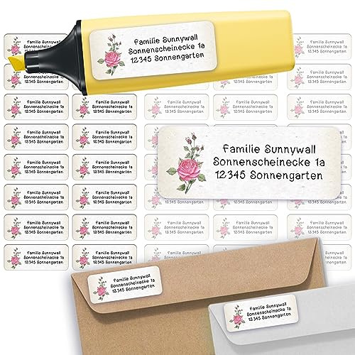 Adressaufkleber Pattern Pink Absenderetiketten personalisiert 110 Stück | Etiketten mit Wunschadresse Namensaufkleber Schule Adresslabel Ordner Büro Alltag klar bedruckt selbstklebend