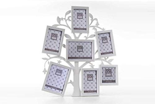 GICOS IMPORT EXPORT SRL Marco portafotos múltiple árbol de la vida Family 8 plazas plástico blanco 47 x 54 x 2 cm MOG-784187