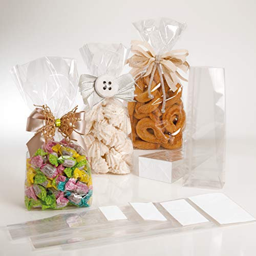 Italpak Buste (Sacchetti) Trasparenti per Alimenti Fondo Quadro, 14+8x35