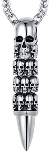 FaithHeart Punk Totenkopf Anhänger für Herren Jungen, Kette mit Patro Skull Anhänger, Retro Skull Anhänger, Gotisches Totenkopf Geschenke für Halloween Weihnachten Geburtstag
