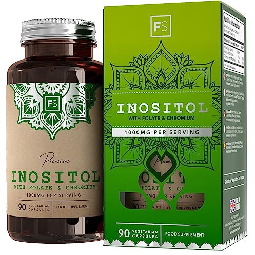 FS Inositolo | Inositolo Integratore 1000mg Inositol con Acido Folico 200μg e Cromo 100μg per Dose - 90 Myo-Inositolo Capsule | Non-OGM, Senza Glutine e Allergeni | Prodotto nel Regno Unito