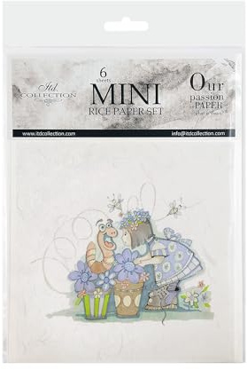 ITD Collection - Mini Reispapier Kreatives Set 14,8 x 14,8 cm (6 Blätter), Decoupage Reispapiere für Basteln, Papier zum Dekoration, Mehrfarbig (RSM013), Spring in Full Color