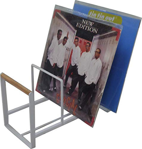 7even Schallplatten Ständer Vinyl Halter für LPs, Maxis 12 in weiß und Holz Optik XL ca. 35 cm lang…