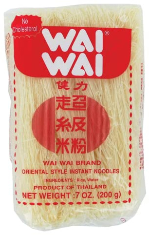 Wai wai Vermicelles de riz WAI WAI 200g 0,5mm / Vermicelles Banh Hoi cuisson rapide pour bo bun, soupes, plats sautés… (Lot de 8 sachets)