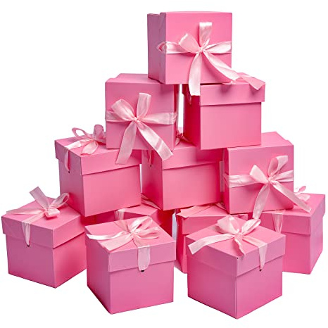 GP SUP Geschenkbox mit Deckel und Band, 12 Stück, 10x10x10cm | Geeignet für Geschenke,Geburtstage,Jubiläen,Weihnachten, Hochzeiten,Valentinstag,Feiertage und Neujahrsgeschenkboxen