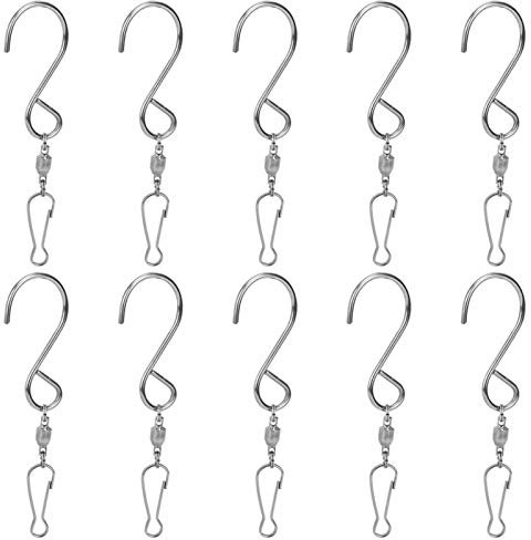 HERCHR Drehhaken Clips, 10er Pack Hängende Windspinner Vogelhäuschen Drehwirbel Clip Pflanzen Blumentöpfe Drehbare Metallhaken(10 pcs)