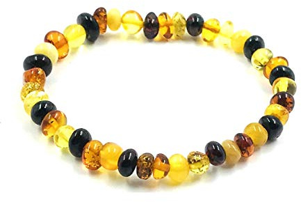 Bracelet en Ambre Baltique Naturel Adulte sur 19cm Élastique - Fabriqué à partir de véritables perles d'ambre véritable