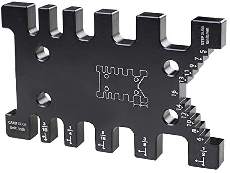 Stufen-Tiefenmesser, Tiefenhöhensäge-Messgerät, hochpräziser Zapfenschieber, metrisch für Fräs- und Tischsäge, Aluminiumlegierung, Klarheit, Tiefenmesser, tragbares Oberfräsen-Werkzeug (schwarz)