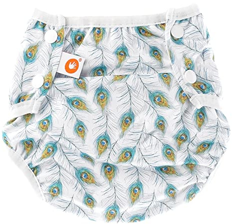XKKO - waschbare Schwimmwindel - One Size (4-15 kg) -Peacock Feathers