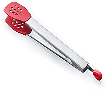 RTHGTFQZ Pinze Cucina Pinze Alimentari Cucina in Acciaio Inox con Clip in Silicone Consigli grigliati for Alimenti pinze, Rosso