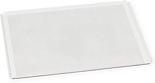Teglia da forno alluminio forato antiaderente rivestimento Ceramicfood 30x40 per pane e pizza bordo svasato 45° | Silicon-Tech