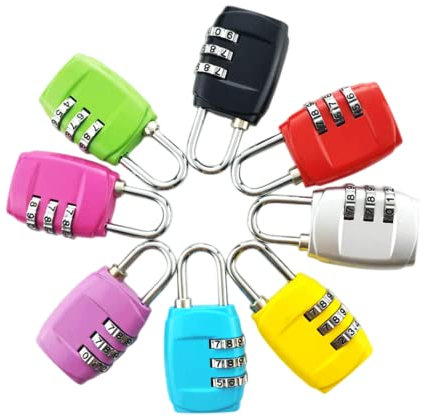 Bekecidi Zahlenschloss 3 Stellig Set, 8 Stück Vorhängeschloss Zahlen in 8 Farben, Kofferschloss Kombinationverschloss Schloss mit Zahlencode für Fitnessstudio, Schule, Koffer, Reisetasche