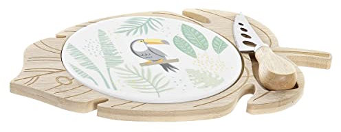 DKD Home Decor Tabla para quesos Color Multicolor, de bambú y gres (28 x 18 x 3 centímetros) (3 Piezas)