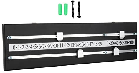 Harilla Holz-Punktetafel, 2Linie Wandmontierte Anzeigetafel für Snooker, Shuffleboard & Billardtisch, dichte Materialplatte, Schwarz, 50cm x 14cm, Effiziente Punkteanzeige