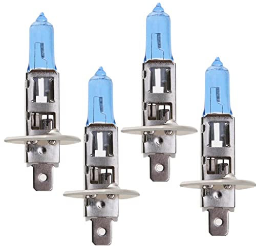 Etomvoop 4 Stück H1 Autoscheinwerfer, Halogenlampe, 12 V, 100 W, weißes Licht, super hell, 6000 K, Scheinwerfer, Halogenlampen, Autozubehör (H1 100 W)
