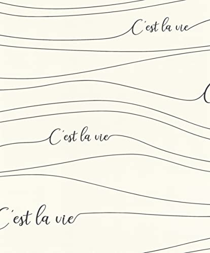 Rasch Tapete 464603 - Vliestapete in Weiß mit Schwarzer Aufschrift aus der freundin Home Collection