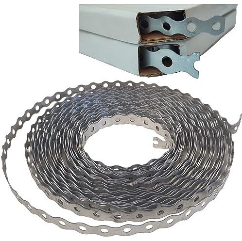 Galvanised Metal Band Steel Fixing Strap Builders 10 Meters / 33ft (12mm) Roll Strip Fence Brackets Fixing Banding Ties with Small Holes (12mm x 10m)