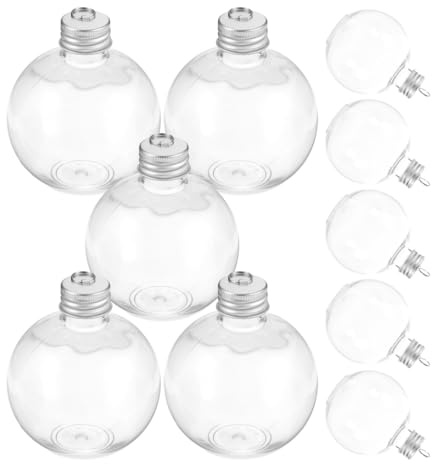 Cabilock 10 Stück Weihnachtskugel Flaschen zum Befüllen, 250 ml Kunststoffflaschen mit Deckel, transparente Weihnachtsflaschen für Süßigkeiten, Saft, Party, Advent, Nikolaus und Weihnachtsdeko