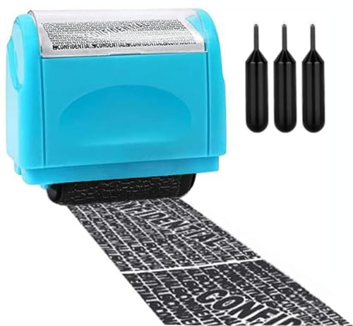 Yiapinn Data Blocker Stamp,Privacy Stamp Roller,Wide Roller Data Defender,Confidential Garbled Roller Seal,Large Rolling Address Blocker Stamp, Anti Theft Privacy Protection Including 3-Pack Refills