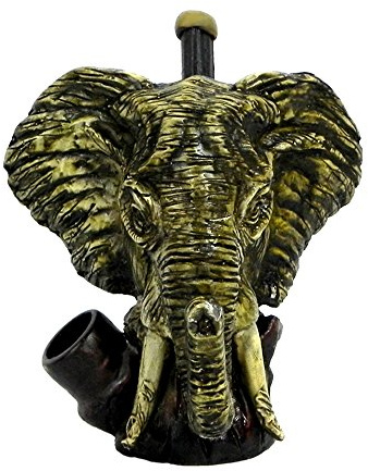 Elephant Head Figurine - Handmade Animal Art Natural Coconut Bowl Nature Gifts for Smokers