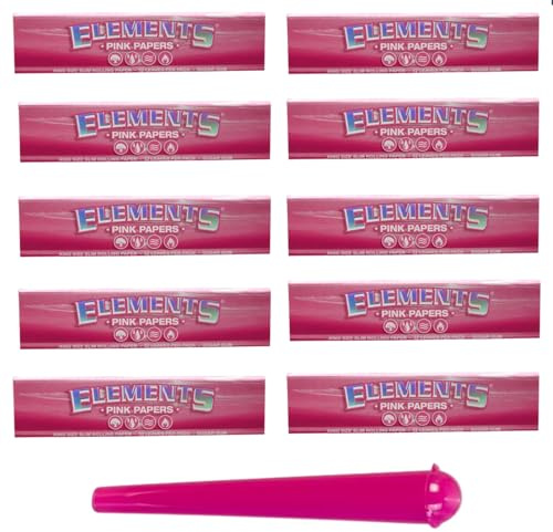 raupir Set 10 Heftchen Elements King Size Slim Pink Zigarettenpapier 1 Tube Pink Papierformat: 108x44mm, 32 Blatt pro Heftchen