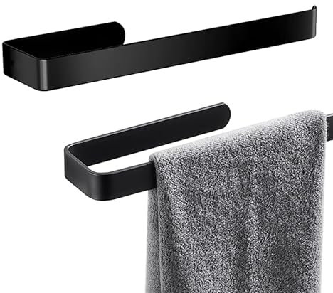 Porta Asciugamano 30CM Porta Asciugamani a Forma di U Nero Porta Asciugamani Bagno Adesivo Senza Foratura Porta Salviette Bagno Barra Porta Asciugamani Bagno Available Rooms, Bathroom, Kitchen