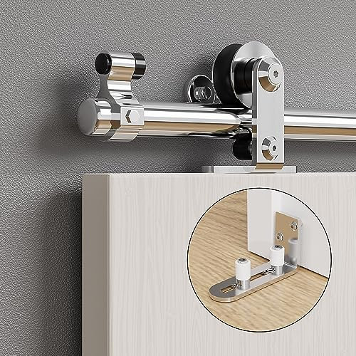 ETIASQSA 152 cm / 5 ft Sliding Door Rail Fitting - Stainless Steel System Complete Set With Floor Guide for 1 Wooden Door (T Shape)