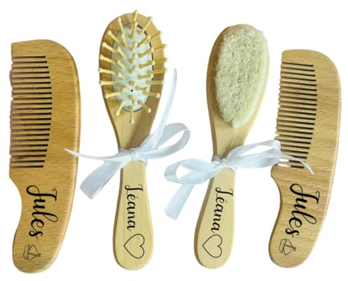 Brosse À Cheveux Bébé Personnalisée, Brosse À Cheveux En Laine Personnalisée pour Nouveau-né, Peigne En Bois, Tête De Brosse À Cheveux For Bébé, Portable, Brosse À Cheveux De Bain