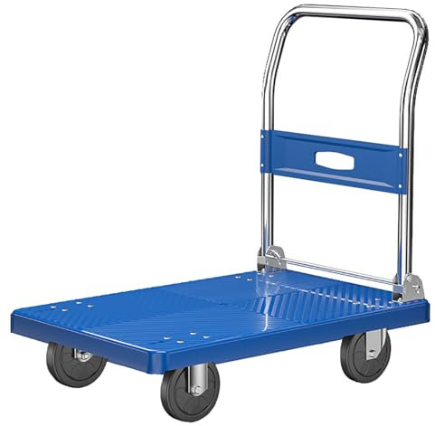 MINGYIHUI Plattformwagen Klappwagen, 150 Kg Rollbarer Flacher Gepäckwagen Mit Um 360° Drehbaren Rädern, Plattformwagen Für Die Handhabung Von Garagenlagern Sackkarren(Size:90 * 60,Color:blau)