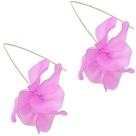 Pendientes de Flores para Mujer, 1 Par, Resina y Metal | Pendientes Flores, Oreja de Flor Colgante, Pendientes de Fiesta, Ligero y Fácil de Llevar