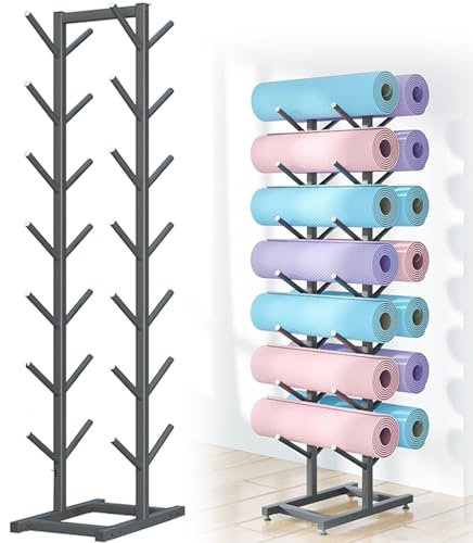 Miuxe Yogamatten-Halter, 5/7-stöckig, Bodenstehend, Für Schläger, Skateboard-Aufbewahrungsregal, Fitnessstudio, Heim-Schaumstoffrollen-Sammelregal, Yogamatten-Organizer, Skateboard-Halter