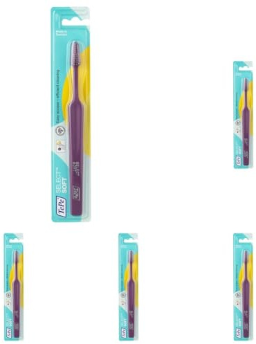 TePe Select - Cepillo de dientes suave/Cepillo manual para adultos, colores aleatorios (Paquete de 5)
