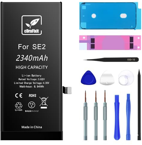 Batteria per iPhone SE2 2350 mAh, batteria di ricambio con tutti gli strumenti di riparazione; batteria ad alta capacità compatibile con iPhone SE2