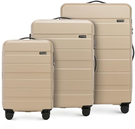WITTCHEN COMODO Line hård väska set 3 delar bagagevagn resväska lättvikts transportväska med 4 hjul kombinationslås Beige