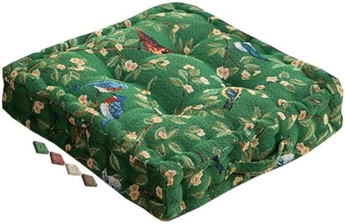 ILiemao Cojines para Acolchado Aumento Doble cojín de meditación Cuadrado 40x40 cojin Suelo Grandes con Asa, Cojín Silla de Jardín Exterior y Interior, Cojines para Bancos(Green)