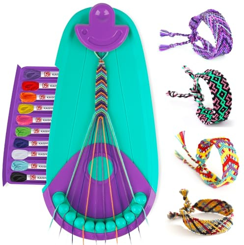 Tacopet Freundschaftsarmbänder selber Set ab 6, 20 Fäden | Knüpfhilfe hält Garne sortiert; 20 Fäden in 10 Farben für DIY Armbänder, Geschenke, Reisen und ruhige Bastelzeit