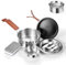 Odoland 10pcs Camping Cookware Mess Kit, 304 Stainless Steel Lightweight Cooking Set with Plate Bowl Forks Knives Spoons - Perfect for Backpacking, Camping, Hiking, and Picnic