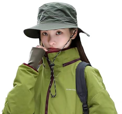 CCAIPU Mens Womens Waterproof Bucket Hat,Ladies Rain Hats Summer Beach Fishing Cap UPF 50+ Sun Hat Adjustable Packable Windproof (UK, Alpha, One Size, Navy Blue) (UK, Alpha, One Size, Green)